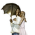 Escultura Casal Abraçados De Resina C/ Guarda Chuva 30cm