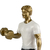 Escultura De Resina Dourada Homem Fit Musculação 26x11cm