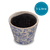 Mini Cachepot Branco Vaso Cerâmica Detalhes Azul