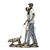 Escultura Casal Passeio C/ Cachorro De Resina Dourada 27cm na internet