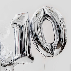 Dos Números de 1 metro inflados con helio y pesita - comprar online