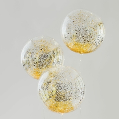 Burbuja Glitter + Led (inflada con helio y pilas)