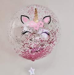 Burbuja glitter Unicornio inflada con helio - comprar online