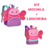 Kit Mochila"13" + Lancheira Borboleta Rosa Clio - comprar online