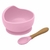 Conjunto Bowl Silicone c/Colher Bambu Rosa Kababy