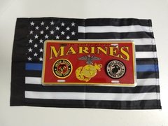 LOTE: Placa Decorativa USMC Marines + Bandeira Veteranos