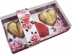 100 cxs Embalagem Coração Lapidado 65g Trio - Linha Rosas