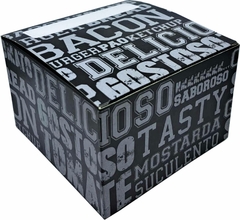 500 pçs Embalagem Hamburguer Delivery M - Linha Black Frases