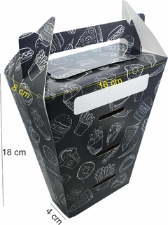 250 pçs Embalagem Pizza Cone Delivery (para 02 cones) Linha Black