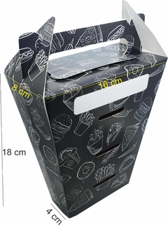 100 pçs Embalagem Pizza Cone Delivery (para 02 cones) Linha Black