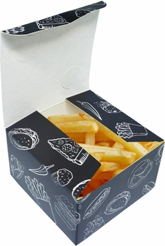 500 pçs Embalagem Mini Delivery PP Batata e Porções (aprox 100g) - LINHA BLACK