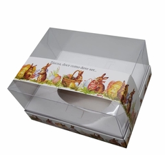 50 Kits Embalagem Ovo de Colher 150g - Linha Coelhos Pascoa + Cinta - comprar online