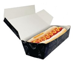 500 pçs Embalagem Hot Dog / Cachorro Quente / Lanches Delivery 19cm - Linha Black