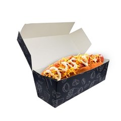 500 pçs Embalagem Hot Dog / Cachorro Quente / Lanches / Baguetes Delivery Grande 23cm - Linha Black