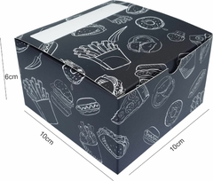 100 Embalagem Delivery Mini Hamburguer Lanches Batata Frita / Porções - Linha Black - loja online