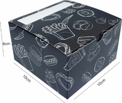 1000 Embalagem Delivery Mini Hamburguer Lanches Batata Frita / Porções - Linha Black - loja online