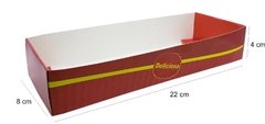 100 pçs Embalagem Porções G (retangular) / Batata Fritas / Salgados - Linha Vermelha - Loja Steince