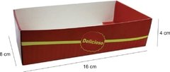 500 pçs Embalagem Porções P (retangular) / Batata Fritas / Salgados - Linha Vermelha - Loja Steince