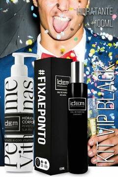 KIT Promocional M34 - Hidratante + Perfume - Insp. 212 VIP BLACK - IDEM PERFUMES: O Perfume que Fixa e Ponto.