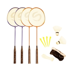 Kit Badminton Adulto 4 Raquetas + 4 Plumas + Red + Funda