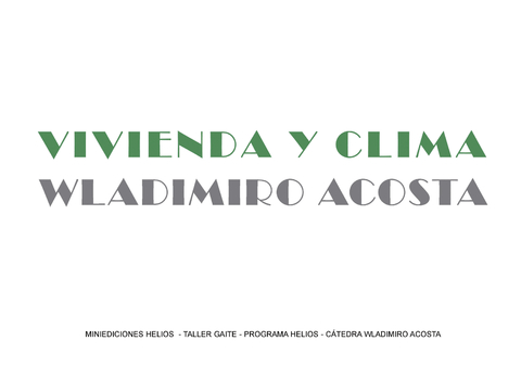 Vivienda Y Clima, Autor: Wladimiro Acosta - Editorial Nobuko Diseño