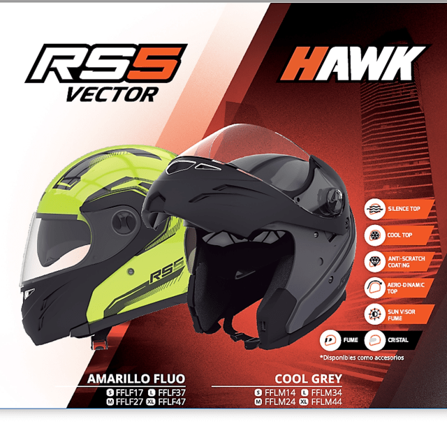 Casco Hawk RS5 Vector o RS5 Resistance - Rebatible - Doble Visor - Portal Moto Latino