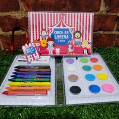 Kit com 8 maletas de pintura lembrancinha circo menina com 31 Itens completo