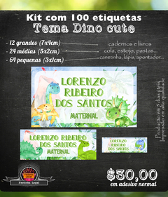 100 etiquetas material escolar Dino cute dinossauros baby