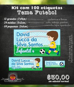 100 etiquetas material escolar Futebol