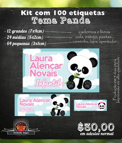 100 etiquetas material escolar urso panda