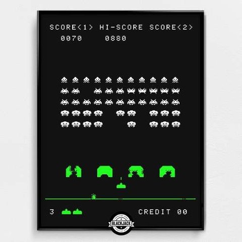 Cuadro Space Invaders Gamer Retro Arcade 30x40 Slim