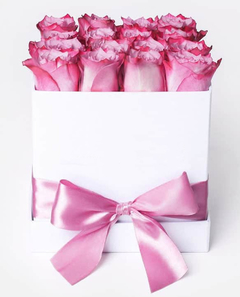 flower box caja de rosas rosadas