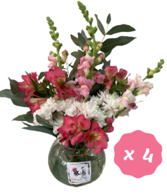 Pack x 4 Bouquet de flores de estación (Con florero incluido) / Centros de mesa