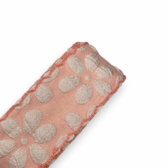 Fita importada Sanding tecido flor - rosa claro (3 mts)
