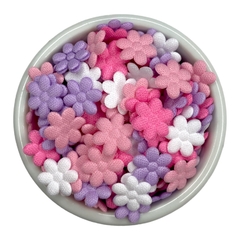Aplique micro florzinhas de tecido (50 unid. sortidas) 13mm
