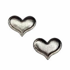 Aplique coração metalizado (3 unid.) - Prata