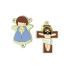 Apliques religiosos para terço mini crucifixo e anjinho (1 de cada) - Amarelo