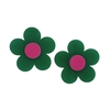 Aplique flor - verde miolo pink (2unid.) acrílico