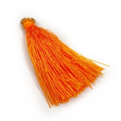 PINGENTE POMPOM TASSEL COM ARGOLA - 5 UNIDADES - LARANJA