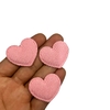 Aplique coração veludo cotelê - rosa claro (3 unid.)
