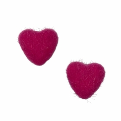 Aplique coração pelinho - Pink (3 unid.)