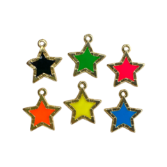 Pingente estrelas coloridas (4 unid. sortidos) Metal Dourado