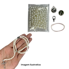 Kit terço pulseira - Prata