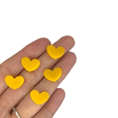 Aplique mini coração Amarelo (10 unid.) Acrílico