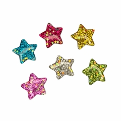 APLIQUE ESTRELINHA RESINA COM GLITTER E ESTRELINHAS (pct 6 unidades)