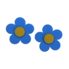 Aplique flor - Azul miolo amarelo (2unid.) acrílico