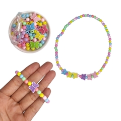 Kit colar e pulseira - borboletinhas candy colors