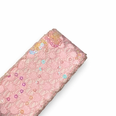 Fita importada Sanding tecido paetê - rosa (2 mts)
