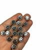 Miçanga - Bolinha plana metalizada prata com emoji -10mm (25 gramas)