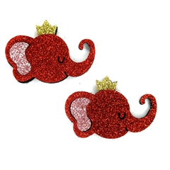 APLIQUE ELEFANTINHO vermelho com coroa dourada - lonita (2 unidades)